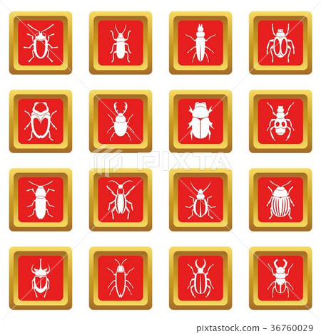 Bugs icons set red - Stock Illustration [36760029] - PIXTA