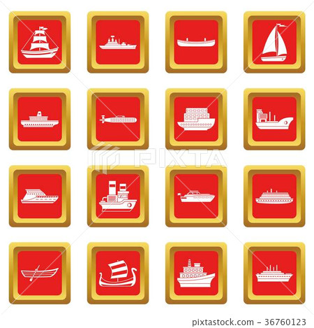 Sea transport icons set red Sea transport icons set red 36760123