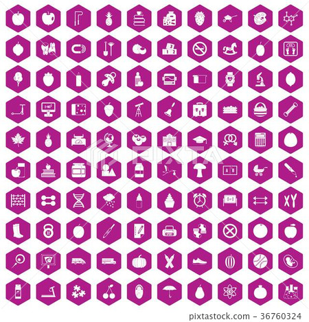100 apple icons hexagon violet 100 apple icons hexagon violet 36760324