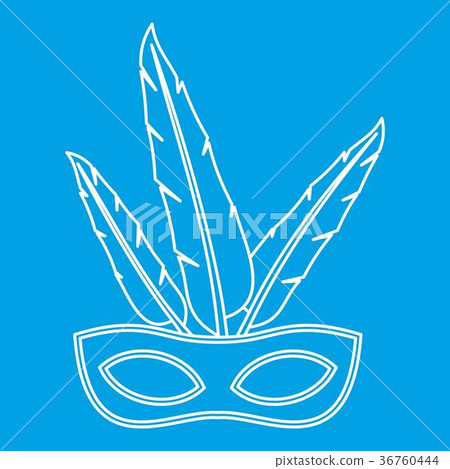 Carnival mask with feathers icon, outline style Carnival mask with feathers icon, outline style 36760444
