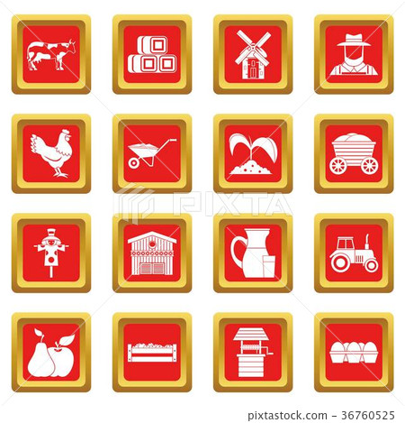 Farm icons set red Farm icons set red 36760525