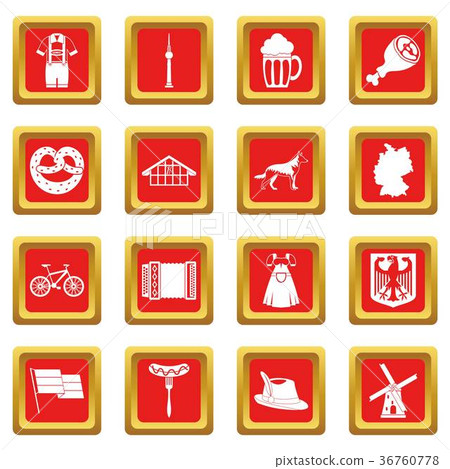 Germany icons set red Germany icons set red 36760778
