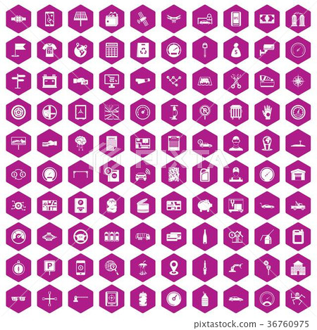 100 auto repair icons hexagon violet 36760975