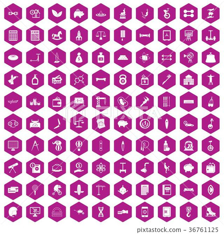 100 balance icons hexagon violet 36761125