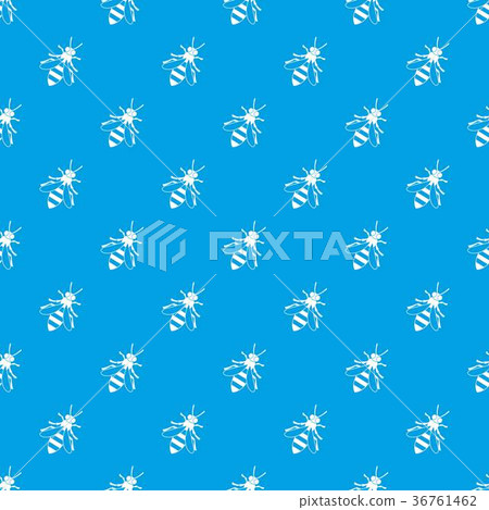Honey bee pattern seamless blue Honey bee pattern seamless blue 36761462