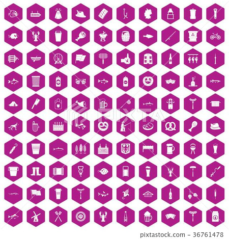100 beer icons hexagon violet 100 beer icons hexagon violet 36761478