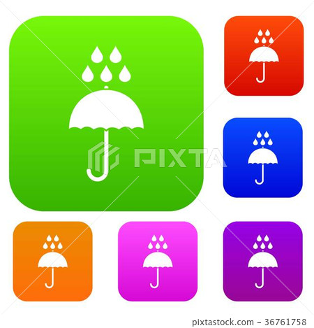 Umbrella and rain drops set collection 36761758