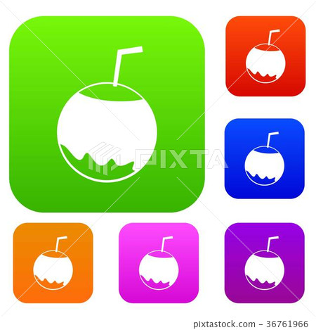 Coconut with straw set collection 36761966