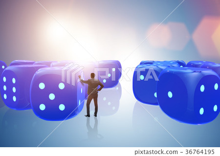 Businessman thinking about chances of business Businessman thinking about chances of business 36764195