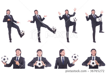 Man with football isolated on white 36765272