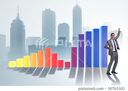 Young businessman in business concept with bar 36765302