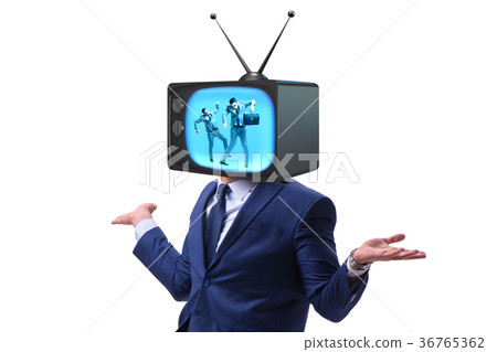 Man with television head in tv addiction concept 36765362