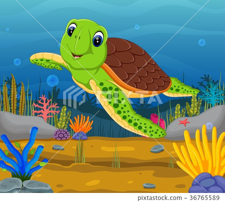 Cartoon turtle underwater 36765589