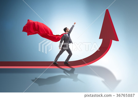 Young businessman in business concept with charts 36765887