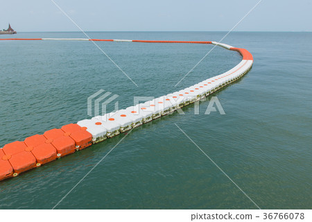 buoy barrier on sea surface to protect people buoy barrier on sea surface to protect people 36766078