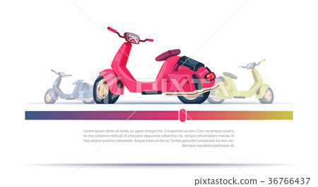 Vintage Electric Scooter Red Isolated Over Vintage Electric Scooter Red Isolated Over 36766437