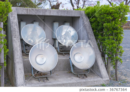 spotlight or footlight set up outdoor in park 36767364