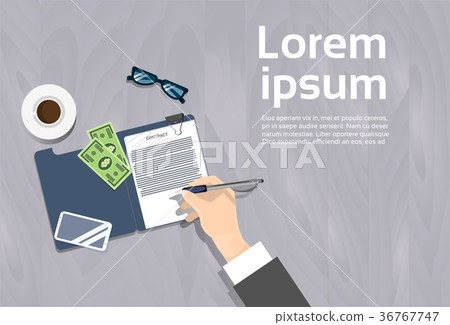 Top Angle View Of Business Man Signing Contract 36767747