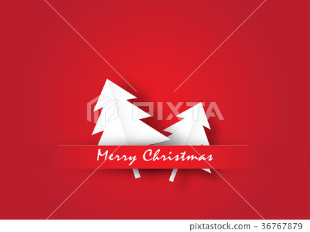 White Christmas tree on red background - Stock Illustration [36767879 ...