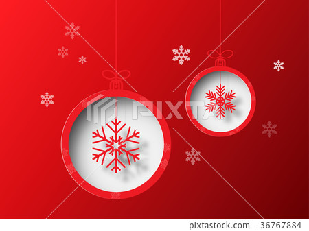 Christmas ball with snowflake on red background - Stock Illustration ...