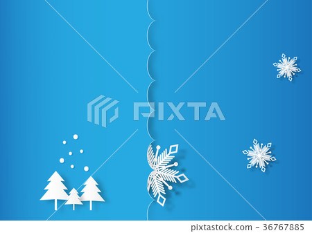 White snowflake, Christmas tree on blue background - Stock Illustration ...