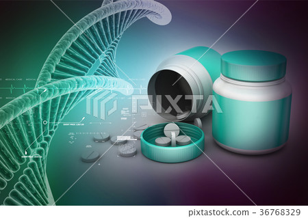 medicine bottle and pills 36768329
