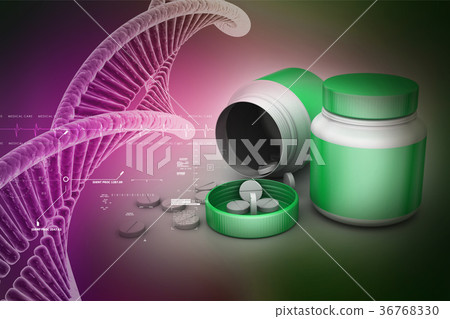 medicine bottle and pills 36768330