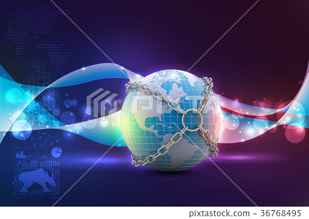 Earth globe close in chain Earth globe close in chain 36768495