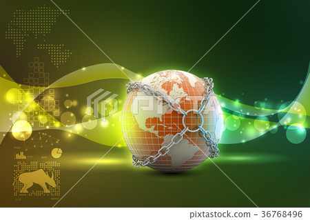 Earth globe close in chain Earth globe close in chain 36768496