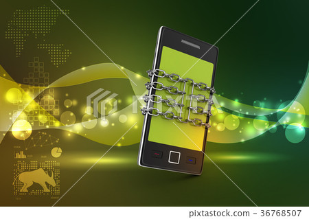 Smart phone with chain, safety concept Smart phone with chain, safety concept 36768507