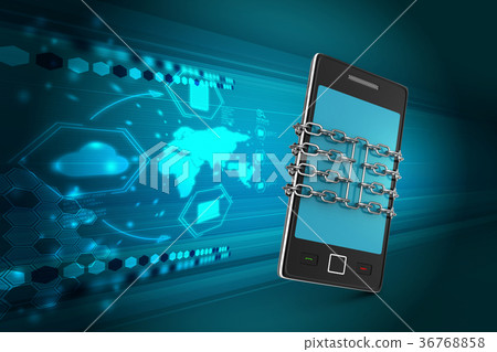 Smart phone with chain, safety concept Smart phone with chain, safety concept 36768858