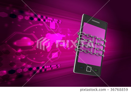 Smart phone with chain, safety concept Smart phone with chain, safety concept 36768859