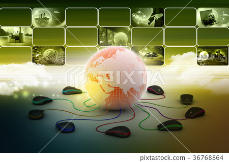 Globe connecting with computer mouse Globe connecting with computer mouse 36768864