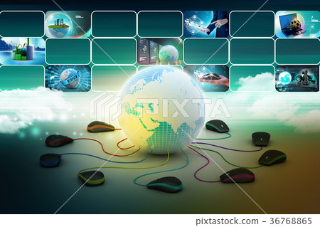 Globe connecting with computer mouse Globe connecting with computer mouse 36768865