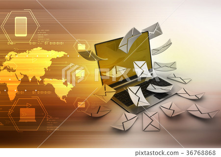 E-mail concept. Modern Laptop and envelope E-mail concept. Modern Laptop and envelope 36768868