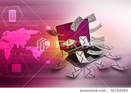 E-mail concept. Modern Laptop and envelope 36768869