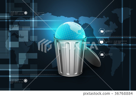 Globe in trash bin Globe in trash bin 36768884