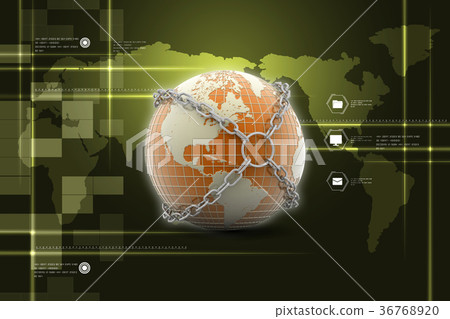 Earth globe close in chain Earth globe close in chain 36768920