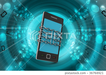 Smart phone with chain, safety concept Smart phone with chain, safety concept 36768921