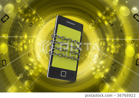 Smart phone with chain, safety concept Smart phone with chain, safety concept 36768922