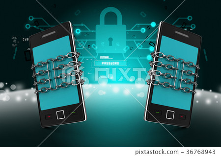 Smart phone with chain, safety concept Smart phone with chain, safety concept 36768943