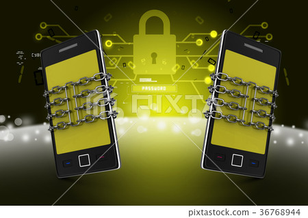 Smart phone with chain, safety concept Smart phone with chain, safety concept 36768944
