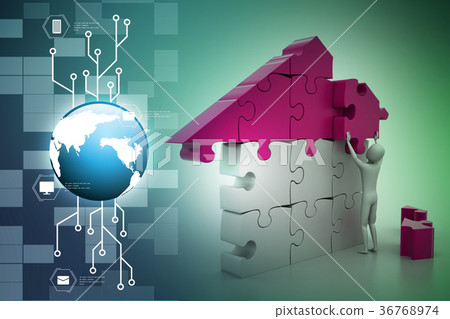 3d man, building the house 36768974