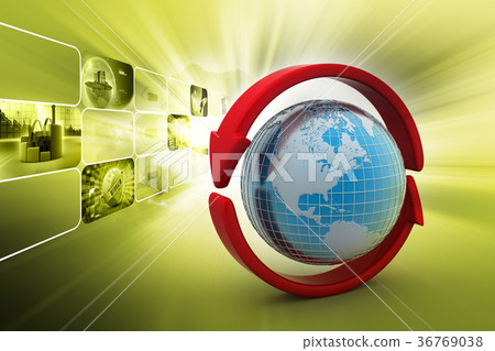 Earth with arrow circle around - Stock Illustration [36769038] - PIXTA