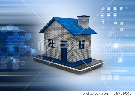 home with smart phone 36769046