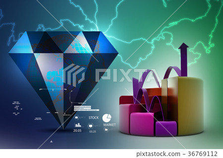 finance pie and bar chart graphs with growing  36769112