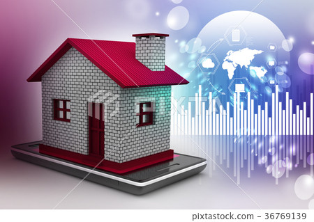 home with smart phone 36769139