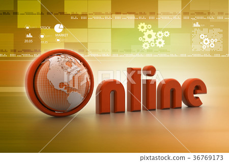 On-line illustration with globe. On-line illustration with globe. 36769173