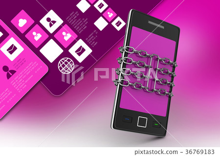Smart phone with chain, safety concept Smart phone with chain, safety concept 36769183