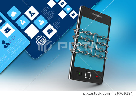 Smart phone with chain, safety concept Smart phone with chain, safety concept 36769184